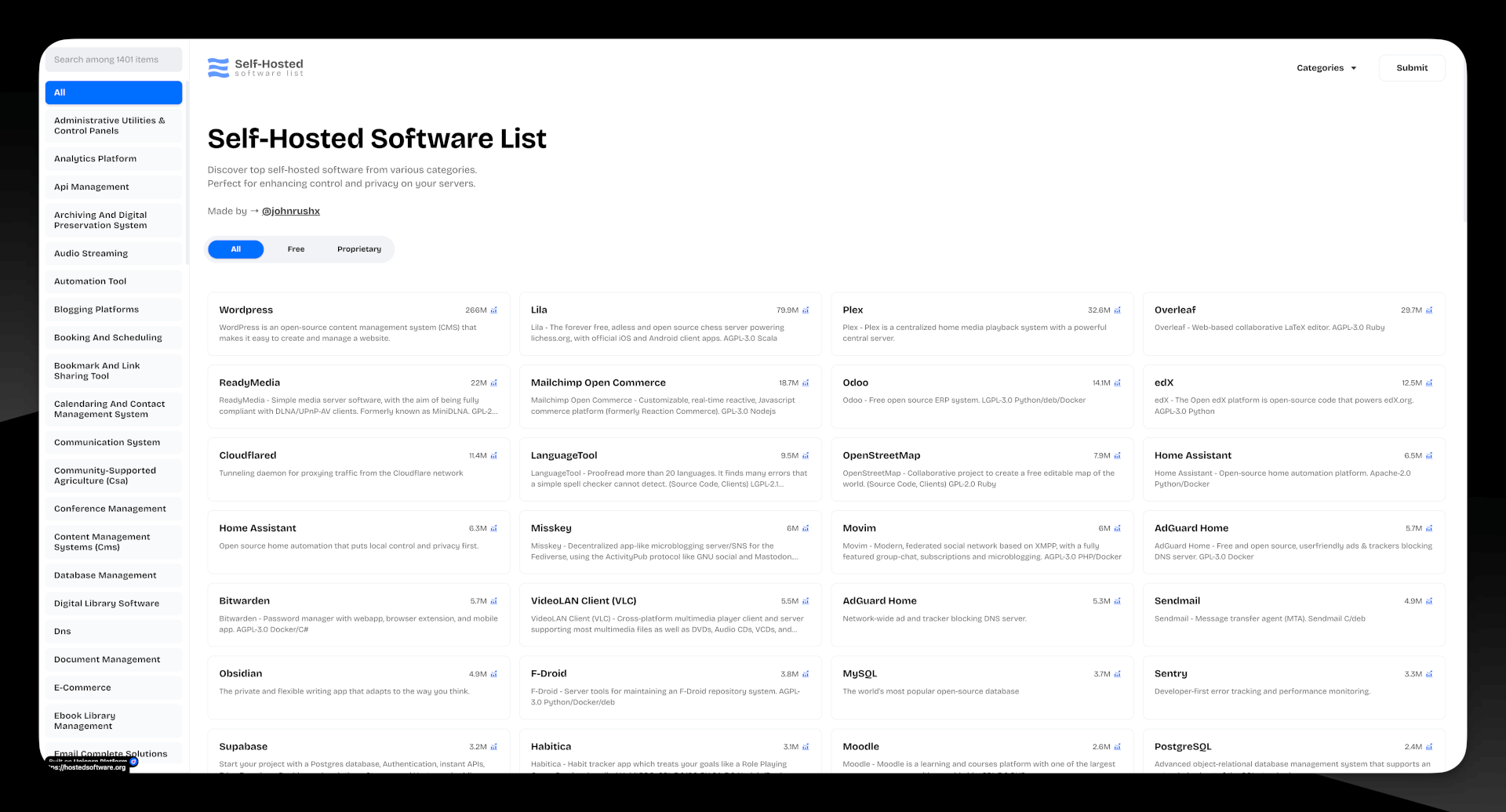 Self Hosted Software List - 自托管软件资源大集合